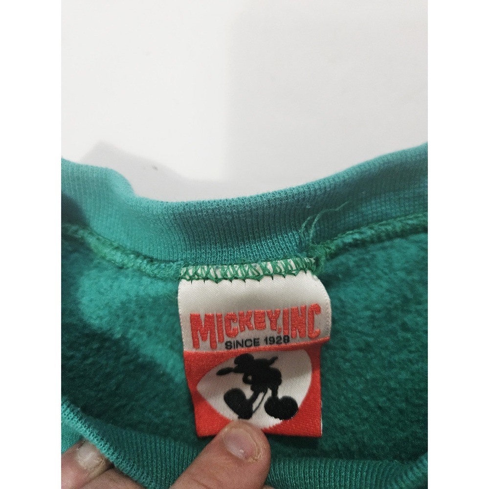 Vintage Disney Sweatshirt Adult 2XL Green Pullover Mickey Mouse USA Cartoon 90s - Picture 5 of 7